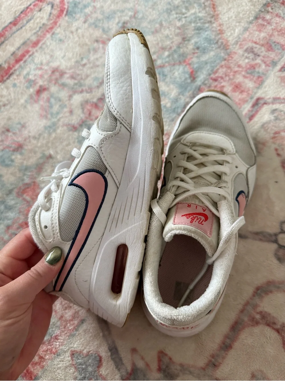Nike Air White Sneakers with Pink Logo Accents